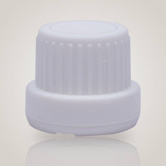 18mm white plastic tamper-proof cap, type 1, for euro dropper bottles
