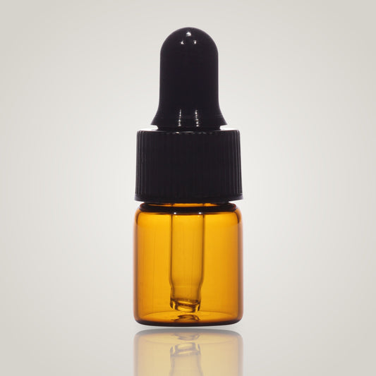 2ml amber glass dropper vial with black dropper