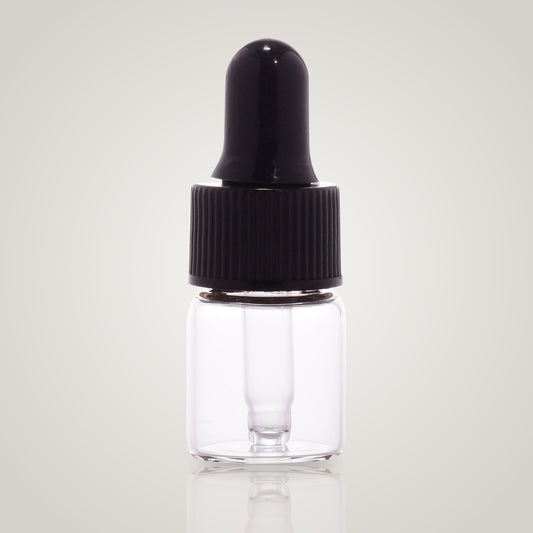 2ml clear glass dropper vial with black dropper
