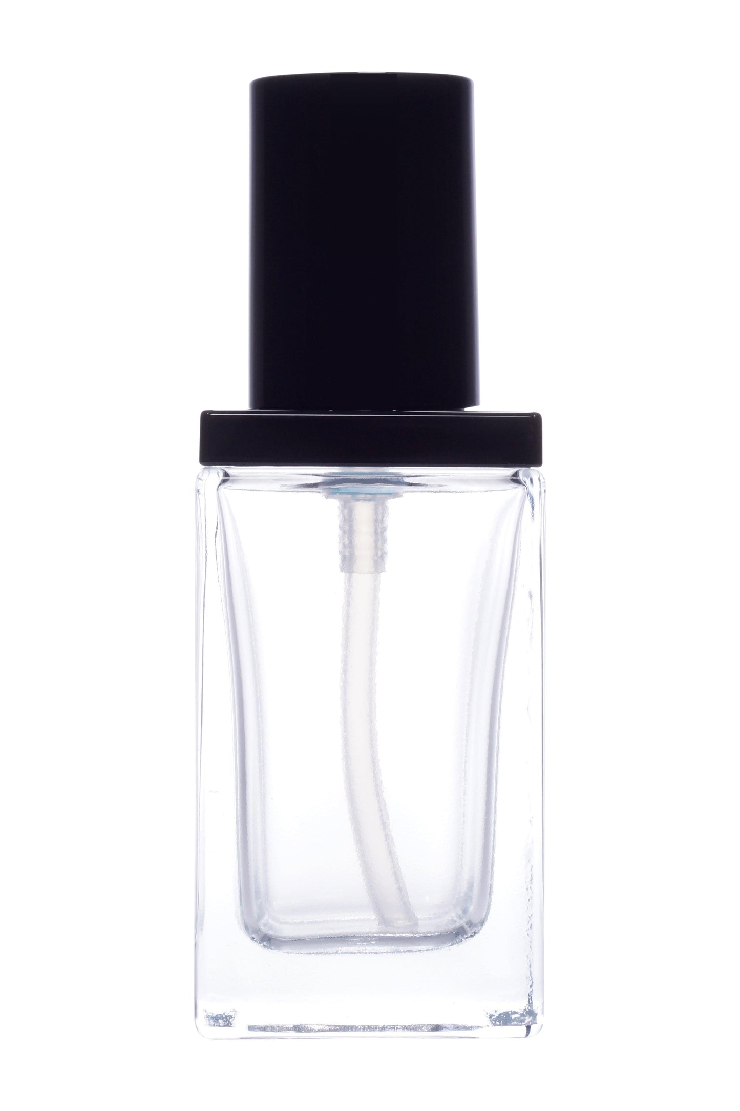 C54 - Imported Empty Premium Square Shoulder Sleeved Clear Glass Bottles with Lotion Pump - Rentra S.P.A™