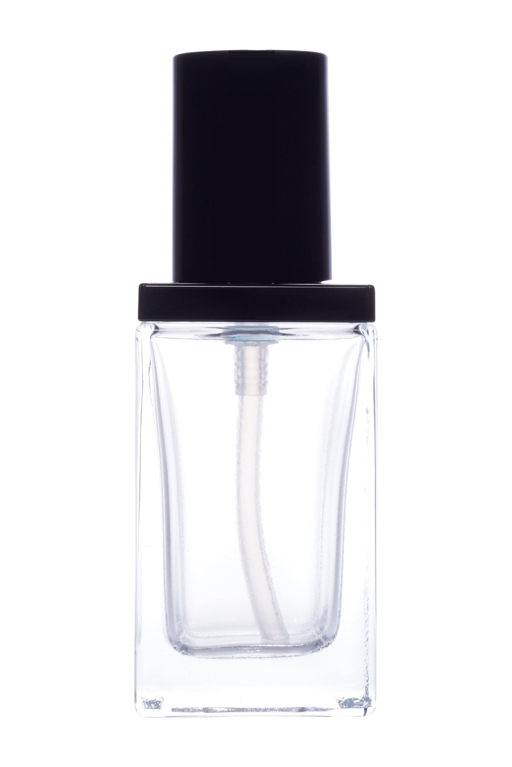 C54 - Imported Empty Premium Square Shoulder Sleeved Clear Glass Bottles with Lotion Pump - Rentra S.P.A™