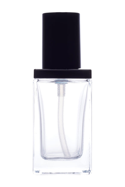 C54 - Imported Empty Premium Square Shoulder Sleeved Clear Glass Bottles with Lotion Pump - Rentra S.P.A™