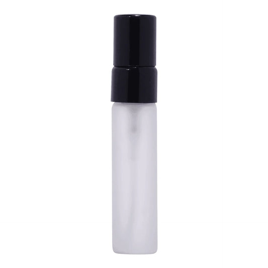 5ml frosted glass spray vial with black cap for cosmetic packaging