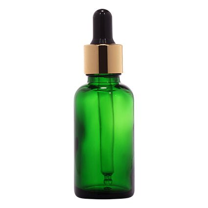 Rentra S.P.A 18mm Boston Green Round Glass Bottle + Glass Dropper - Cosmetic Containers