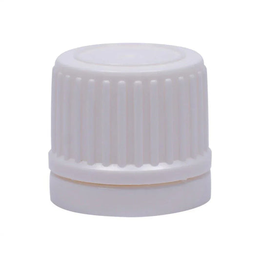White 18mm ribbed euro dropper cap for cosmetic glass bottles