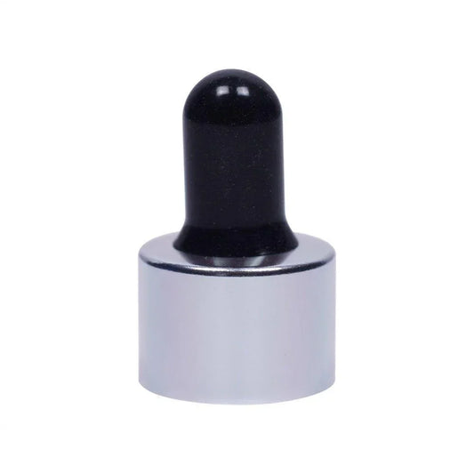 18mm silver cosmetic glass dropper cap with black rubber bulb for bottles
