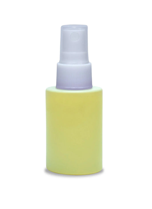 30ml flat neck painted glass spray bottle with clear plastic pump, cosmetic packaging