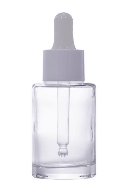 20mm Flat Neck Imported Empty 30ml Clear Round Glass Dropper Bottle - Rentra S.P.A™