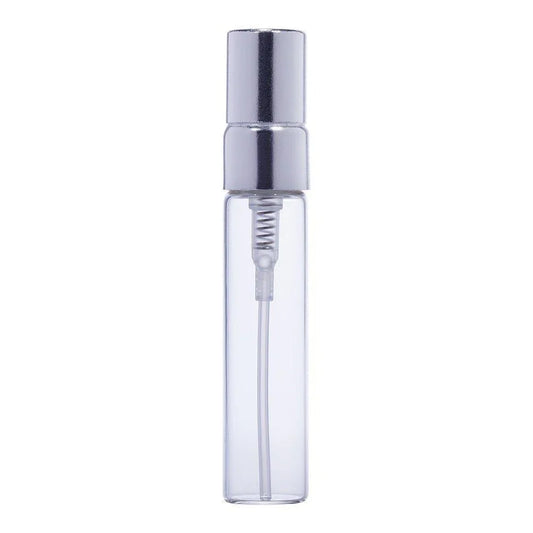 Clear glass vial with silver mist spray pump for cosmetic packaging
