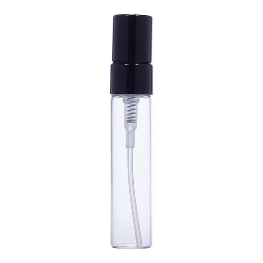 Clear glass vial with black mist spray pump for cosmetic packaging